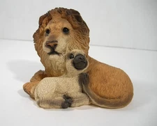 Stone Critters Lion and Lamb Figurine Made in USA 1989 Vintage