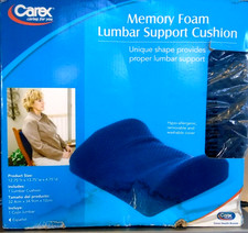 Back Support Pillow Lumbar Cushion Memory Foam Blue 13.75 x 12.75 x 4.75 Carex