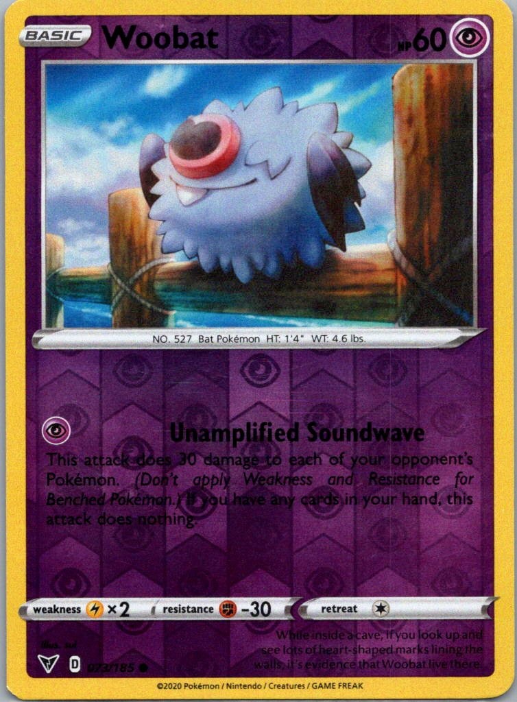 Pokemon TCG Woobat 73/185 Vivid Voltage Rev Holo LP