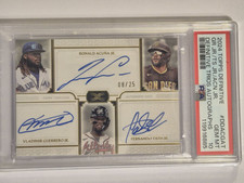 Guerrero Jr/Acuna Jr/Tatis Jr 2024 Topps Definitive Trios Autograph #8/25 PSA 10
