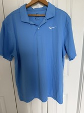 Nike Victory Golf Polo Shirt Mens L Blue Dri Fit Short Sleeve Logo Swoosh