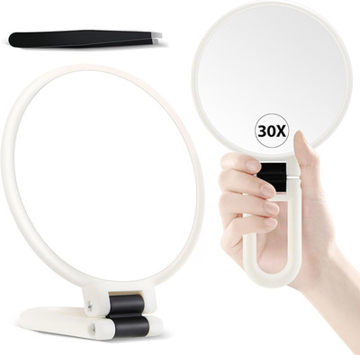 30X Magnifying Mirror, Hand Mirror with Handle, Double Sided Hand Mirror with 30