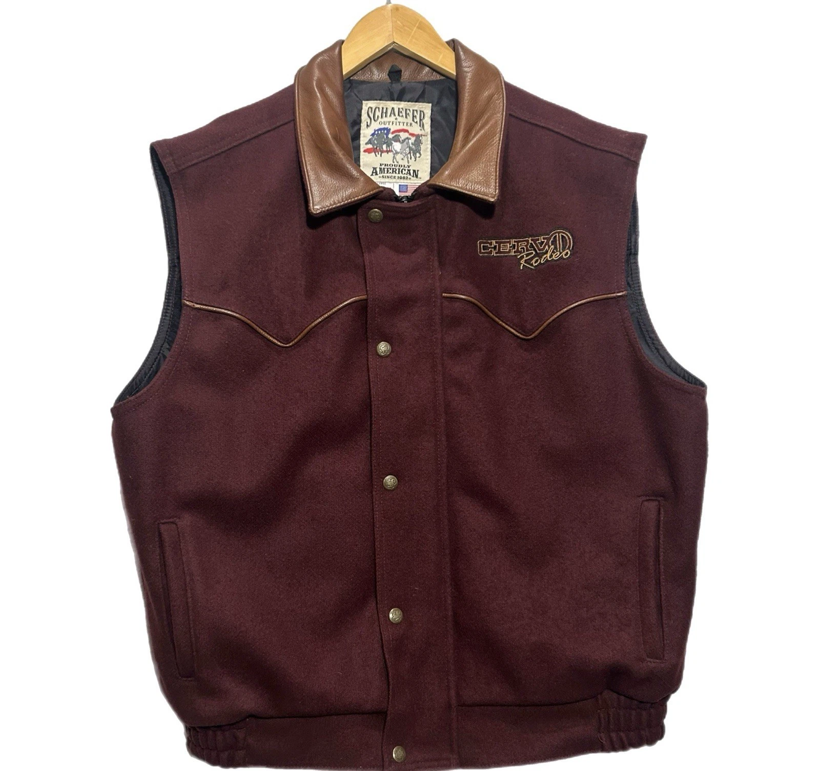 Vintage Schaefer Gold Coast Vest Men XL Red Wrangler National Finals Rodeo USA image 1