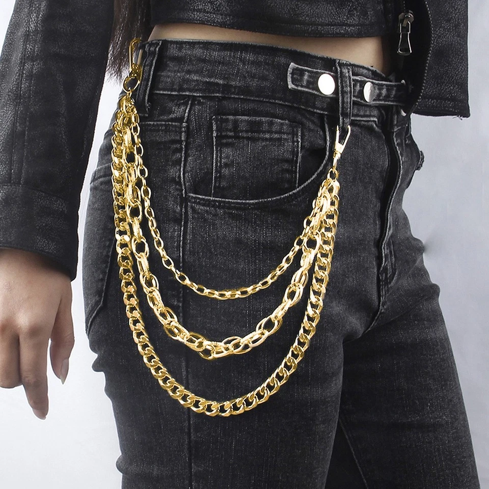 Mens Layered Wallet Chain Womens Waist Belt Chain Keychain Bikers Jeans Chain - Image 2 of 4