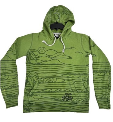 Rip Curl Heather Brown Surf Hoodie Green Tropical Graphic Pullover Womens XS