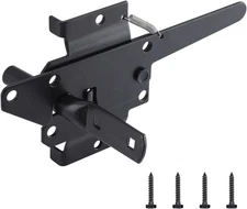 Self-locking wooden fence latch, post-mounted automatic gravity lever latch