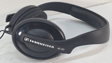 Sennheiser HD-202 Wired Stereo Headphones Black 3.5 mm Audio Jack - Tested Works