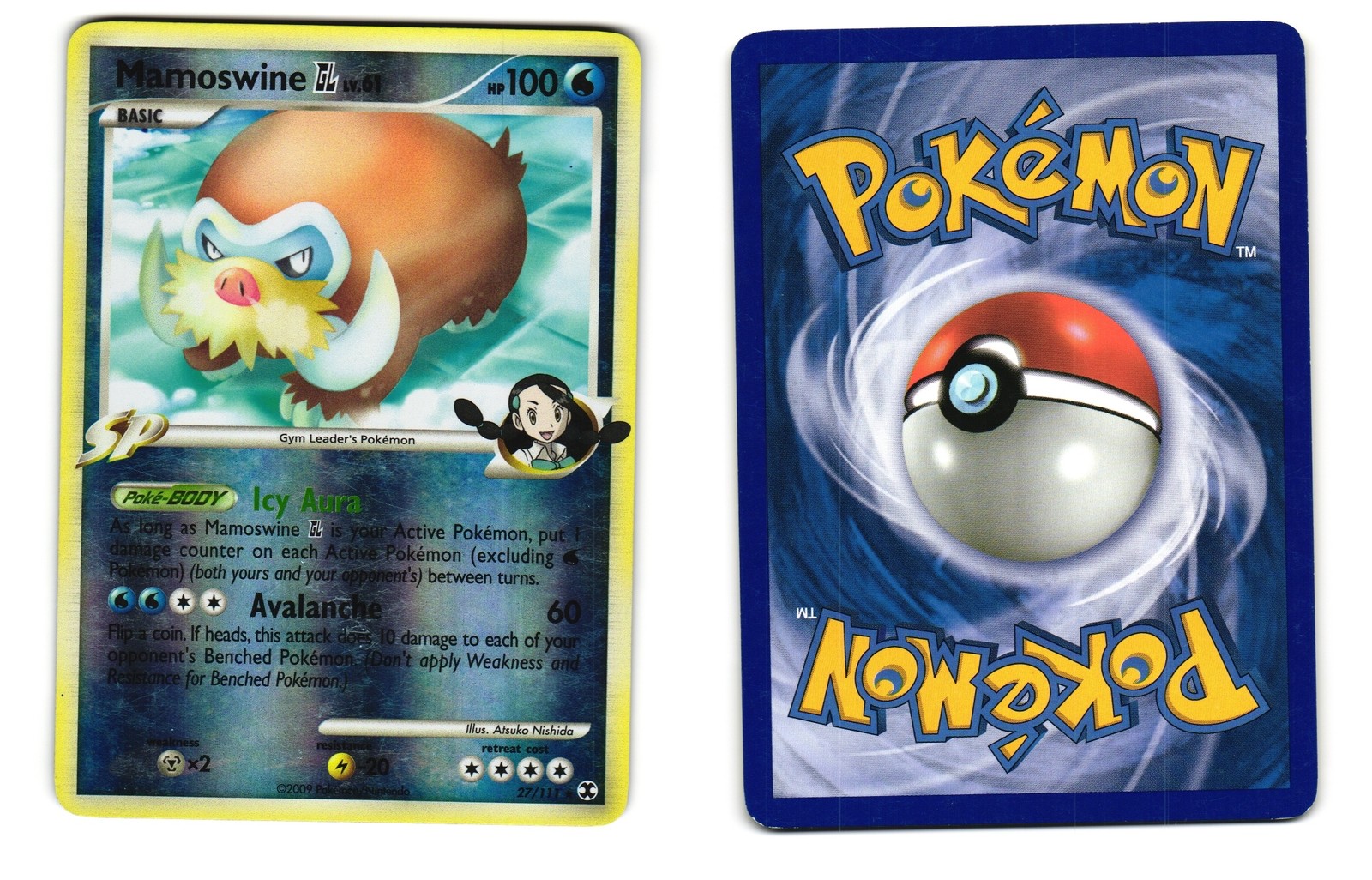 MAMOSWINE GL 27/111 RARE RISING RIVALS POKEMON REVERSE HOLO LP 2009