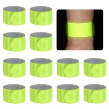 22cm Reflective Bands, 12pcs Reflective Arm Bands Straps Wrist Safety, Yellow