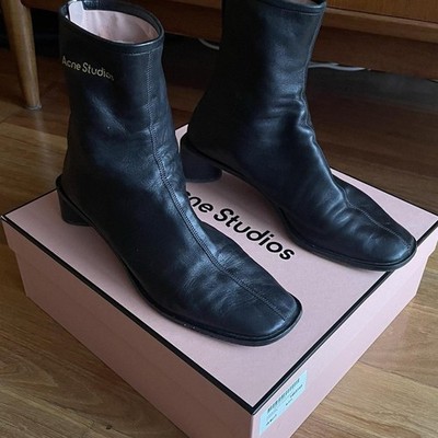 Acne Studios Women s Black Leather Zip Ankle Boots EU 38