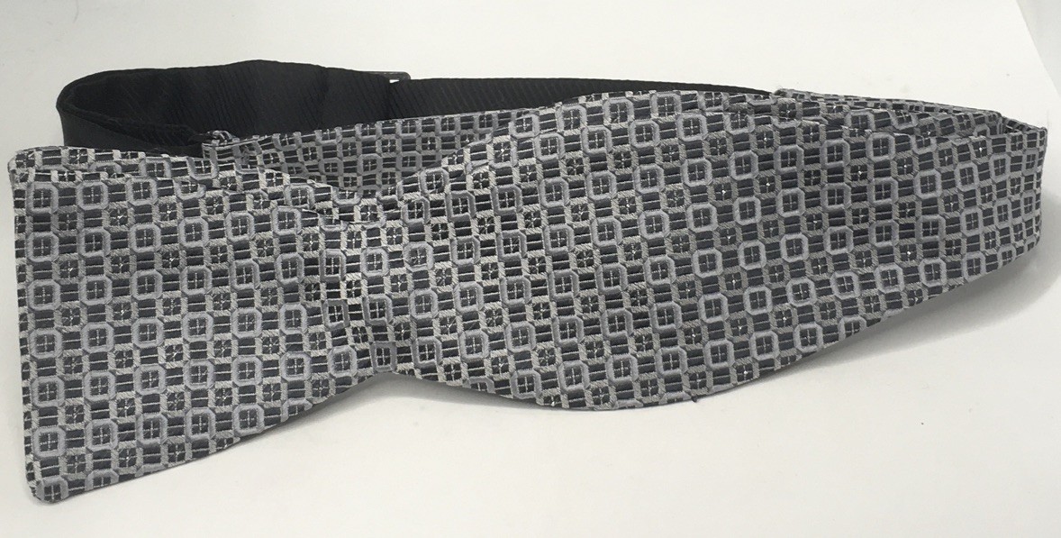 💯 Silk Bow Tie Patterned Silver Grey - image 4