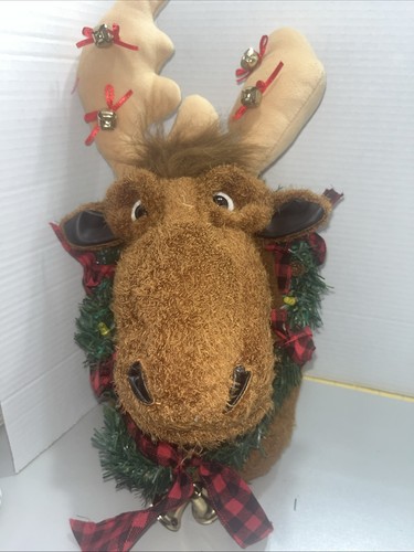 Kurt Adler Vtg Christmas Motion Sensor Musical Animated Wall Hanging Moose Head