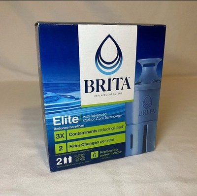 BRITA Elite Replacement Filters 2 Water Filters  FACTORY SEALED IN BOX = 1 Year