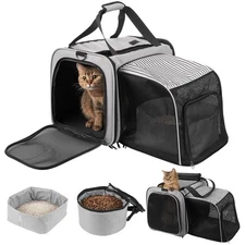 Large Cat Carrier with Litter Box, INRLKIT Portable Soft-Sided Large Cat Trav...