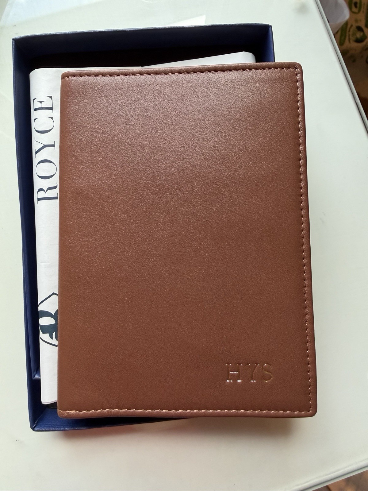 Royce Chestnut Brown Leather Passport Case Travel Wallet Ini