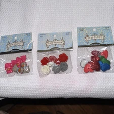 Lot Of 3 Sew-ology Buttons Cats Roses Hearts Shank Back NIP