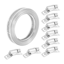 2X(304 Stainless Steel Worm Clamp Hose Clamp Strap with Fasteners2516