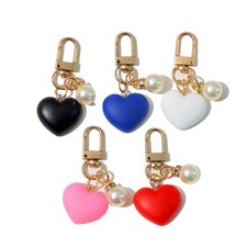 5Pcs Heart-shaped Pearl Keychains Perfect for Women - Romantic Key Accessories