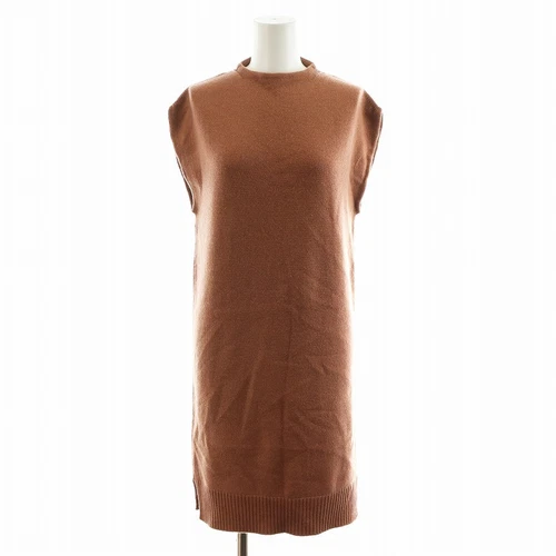 HERMÈS 【Abiti】HERMES Vestito Maglia Lunghezza Ginocchio Senza Maniche Logo H Cashmere 34 Rosa Beige