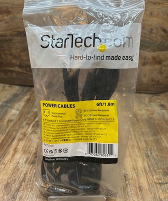 StarTech Universal Y Splitter Computer Dual Monitors Printers Power Cables 6 ft
