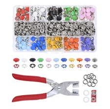 Metal Snap Button Kit - Snap on Buttons & Snap Fastener Tool - 9.5mm Colorful...