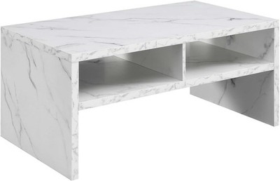 Northfield Admiral Deluxe Coffee Table W/ Shelves R4-0567 White Faux Marble
