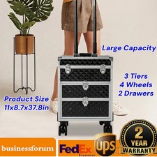 Professional Rolling Makeup Train Case Makeup Storage Organizer Cosmetic Trolley