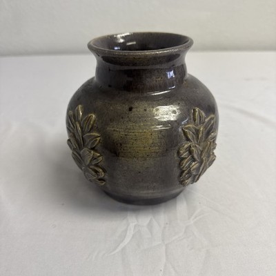 Vintage Katz Studios Green Leaves Purple Base 6  Tall
