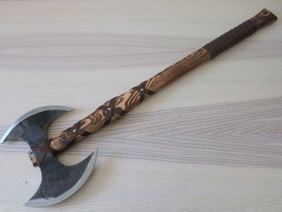 40  Berserker Viking Battle Axe 11x9  Handforged Carbon Steel Head Double