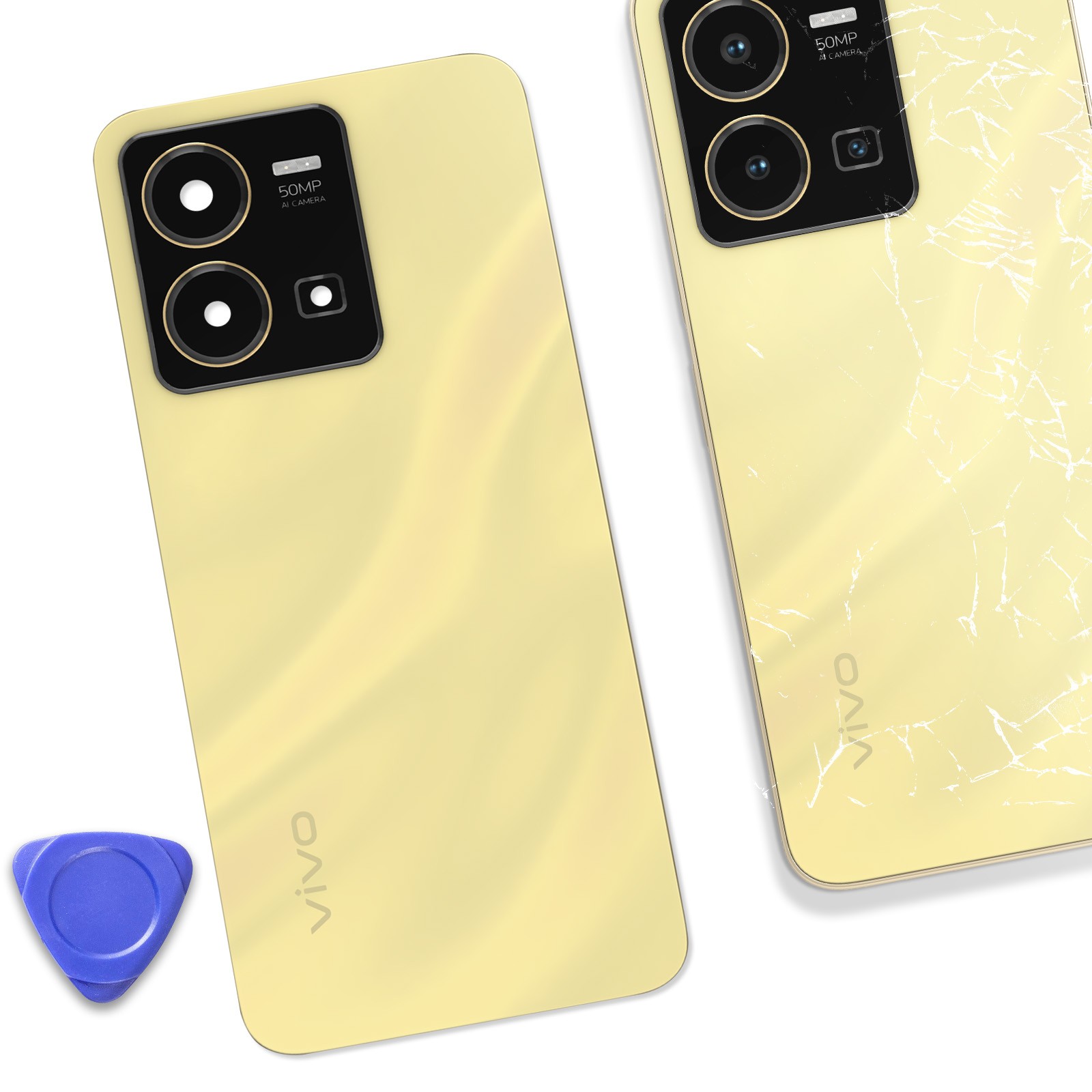 Cache batterie Vivo Y35 doré de remplacement Clappio