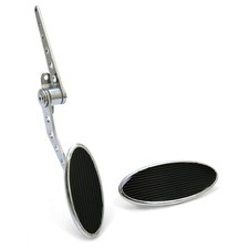 Oval Firewall Mount Gas Pedal, Lg Oval Brake Pad  Chromed Billet
