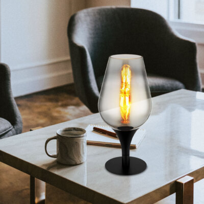 Tischlampe Tischleuchte Nachttischlampe Glas verchromt BigLight