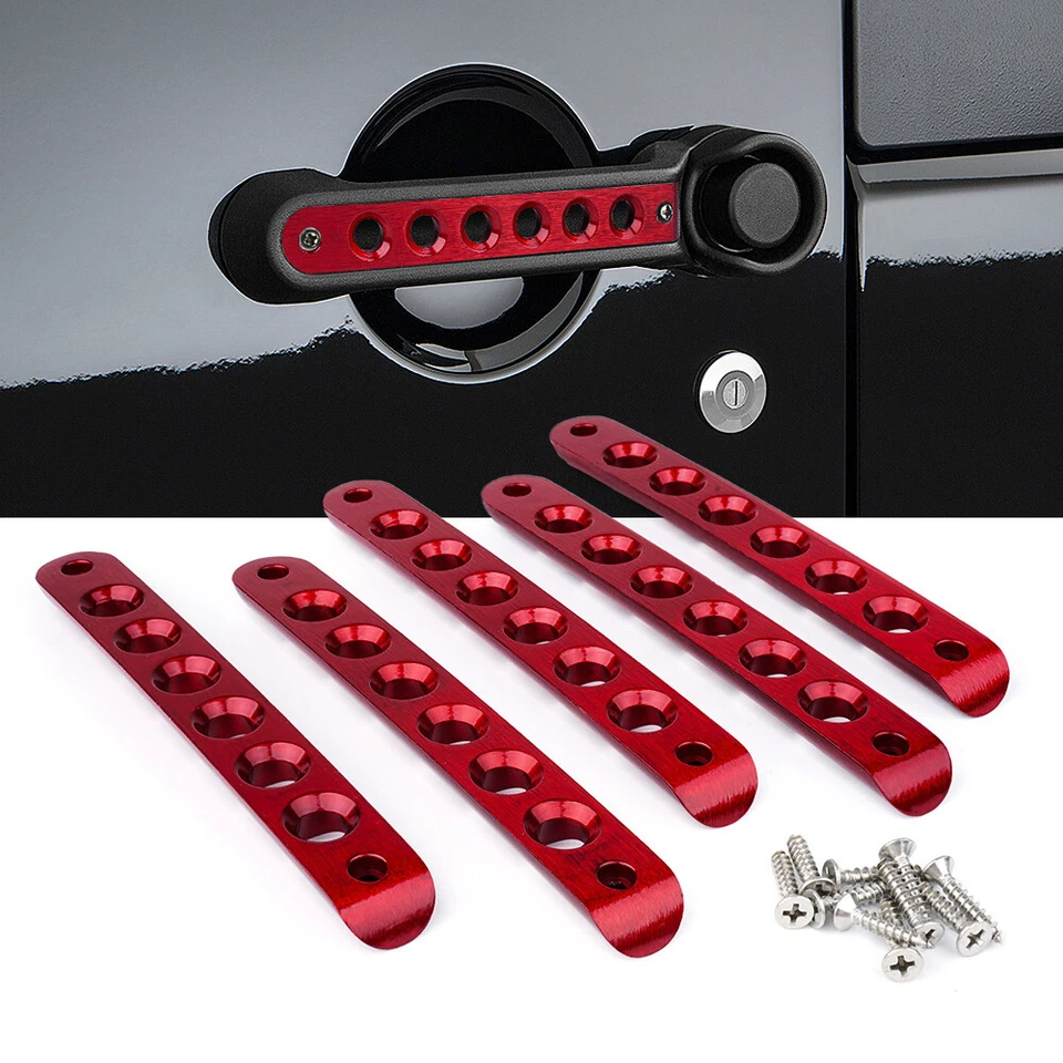 Cubierta de inserciones de agarre de manija de puerta de aluminio Xprite para Jeep Wrangler JK 07-18 Foto 4 de 4