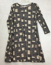 Piphany Honey & Lace / Brea Dress / Geometric Beige Stretch Fit & Flare / Size S