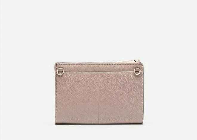 NEW MIMCO Everly Medium Pouch Clutch Balsa Mocha Pebbled Leather