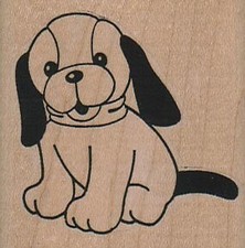 Happy Dog 2 x 2" Rubber Stamp, Dog Stamp, Dog Lover Stamp