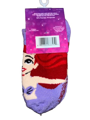 Disney Princess Ariel Girls Shoe Size 7 1/2-3 1/2 No-Shows Socks (1 Pair) - Picture 2 of 3