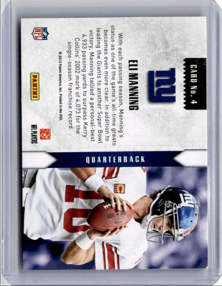 2012 Panini Rookies & Stars Statistical Standouts Eli Manning Football Card New - Image 2 of 2