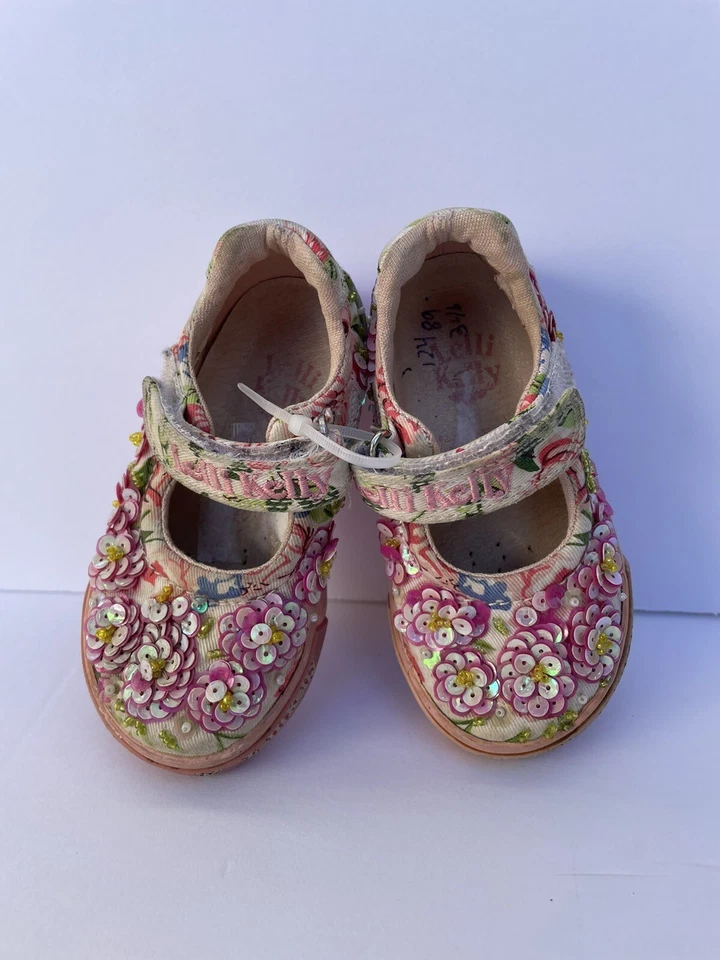 Lelli Kelly Girls Size US5.5 EU21 Sequin Glitter Floral Mary Jane Shoes Sneakers - Image 3 of 4