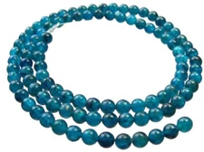 Superb 3.5mm Round Blue Apatite Semi Precious Stone Bead Strand } 16 inches |
