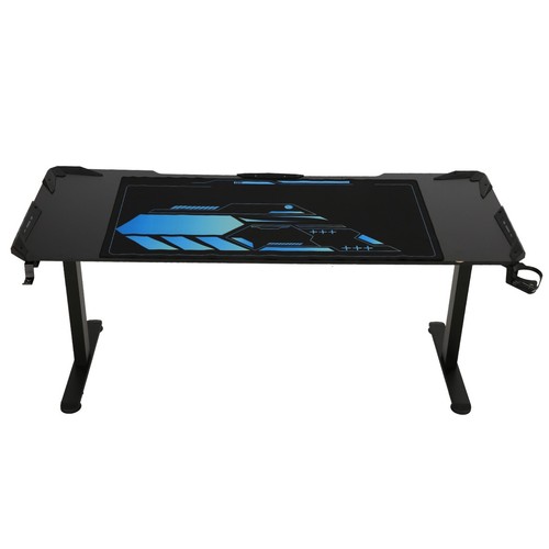 LED Gaming Tisch Schreibtisch 180x70 cm Ergonomischer PC Computertisch Schwarz - Bild 13 von 15