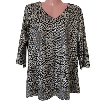 Fashion Bug Top Women's Plus Size 14 / 16 Sequin Embellished Sparkle Bling NOS