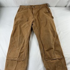 Vtg Carhartt Pants B136 BRN Double Knee Workwear Carpenter Distressed 34x32 Dung