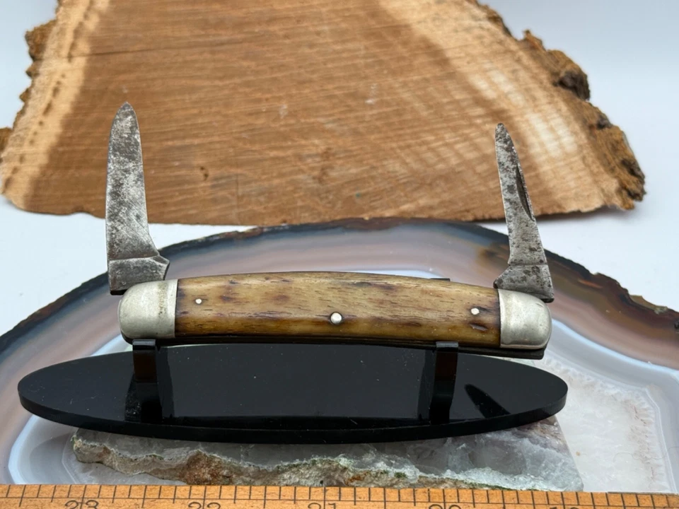 RARE early Vintage Cattaraugus 22369 2 Blade Pen jigged bone Handles--702.25 - Image 2 of 4