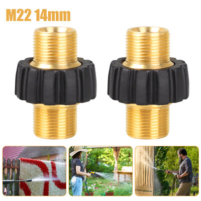 2Pcs Brass Pressure Washer Connector Quick Connect Fitting M22-14mm Hose Adapter