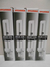 Lot of 4 SYLVANIA DULUX D COMPACT FLUORESCENT BULBS 26W CF26DD/835/ECO