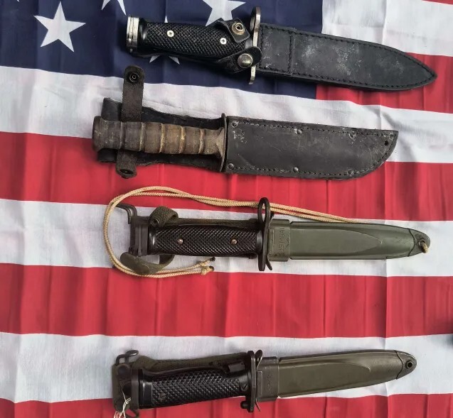 Collection of Military Ka Bar Air Force Jungle and WW2 Knives