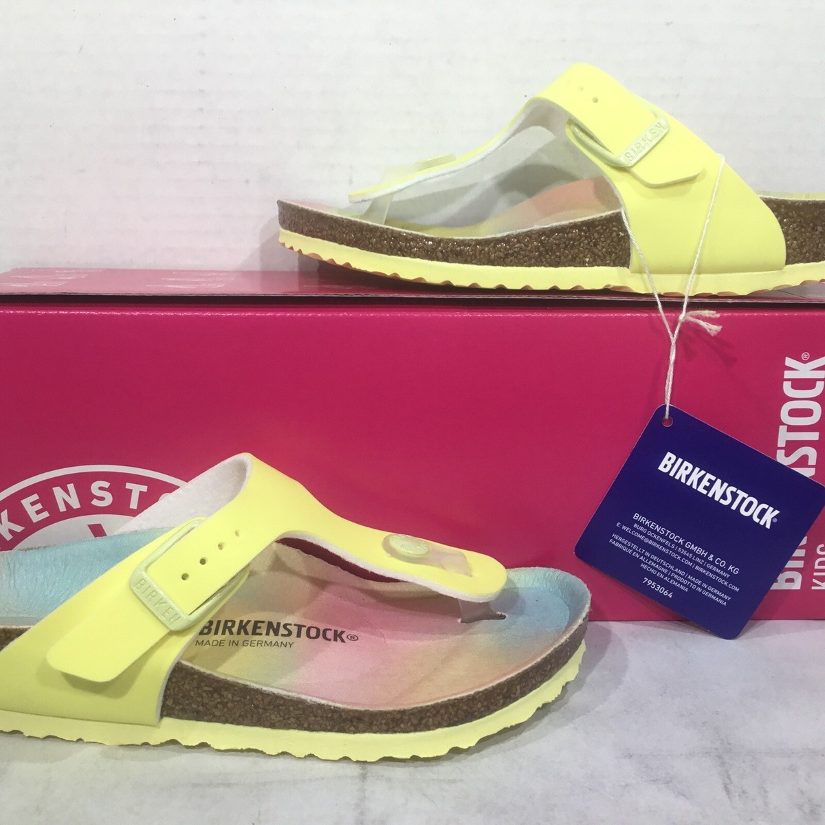 Birkenstock Youth Size 12 EU 30 Narrow Gizeh Candy Ombre Yellow