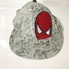 Marvel Spiderman Kids Cap Hat Gray Comic Strip Print Ultimate 50 Adjustable