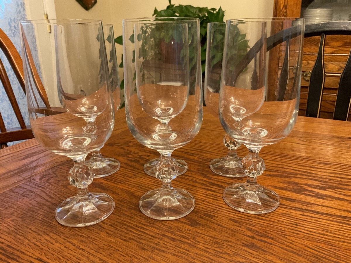 Claudia Bohemian Crystal 7 1/2 inch tall Iced Tea Glasses w/Cut